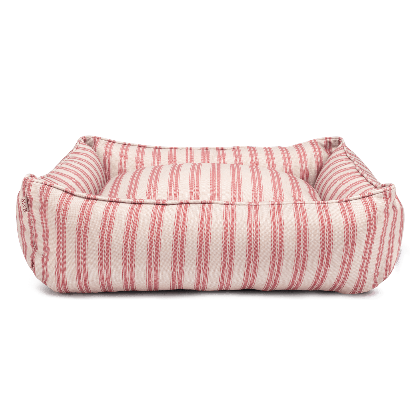 Red Ticking Stripe Dog Bed Front On
