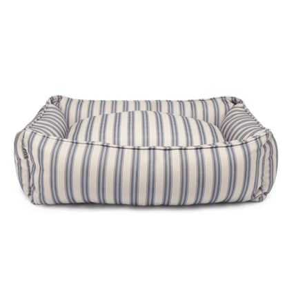 Blue Ticking Stripe Dog Bed Front On