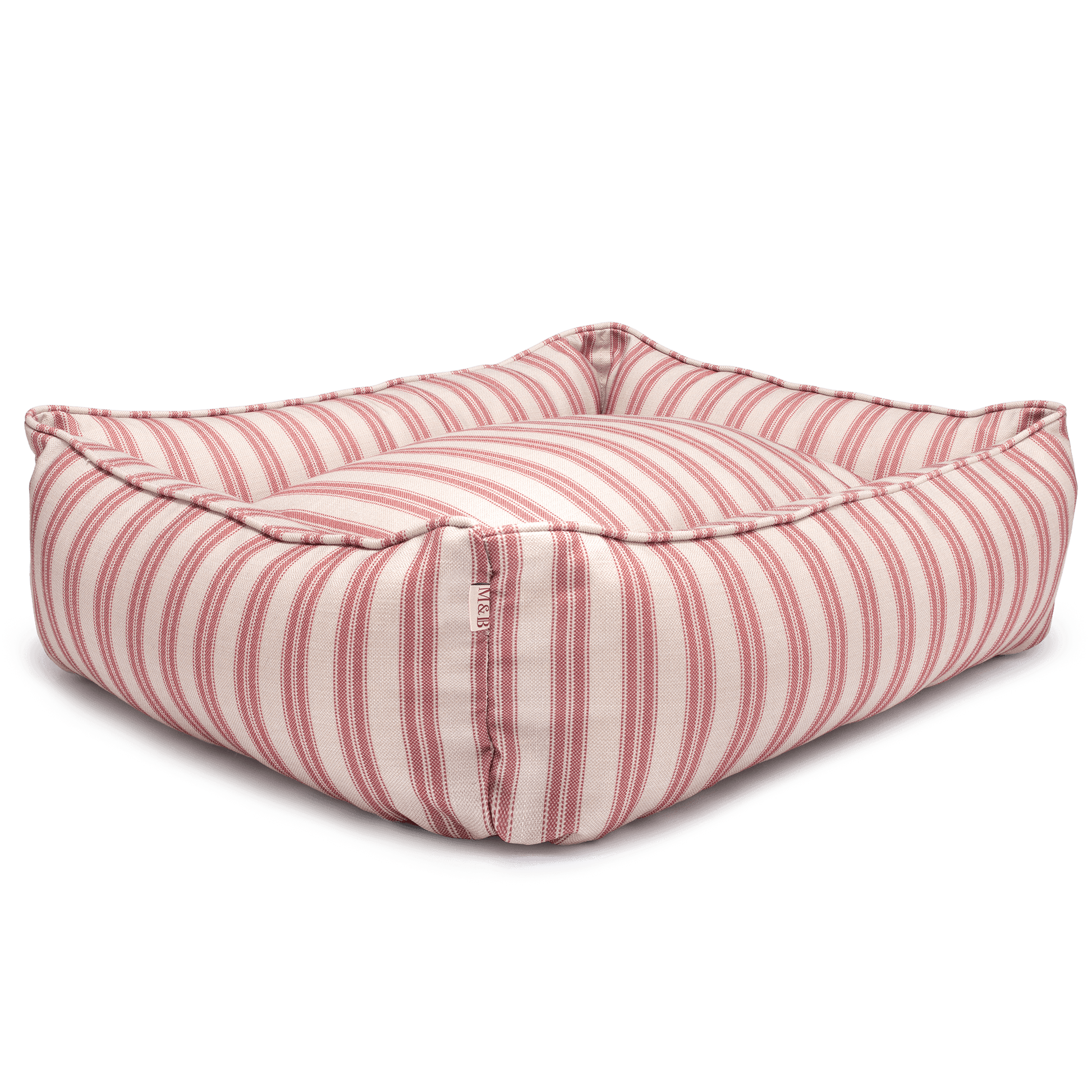 Red Ticking Stripe Dog Bed Side On
