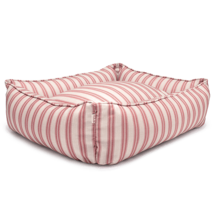 Red Ticking Stripe Dog Bed Side On