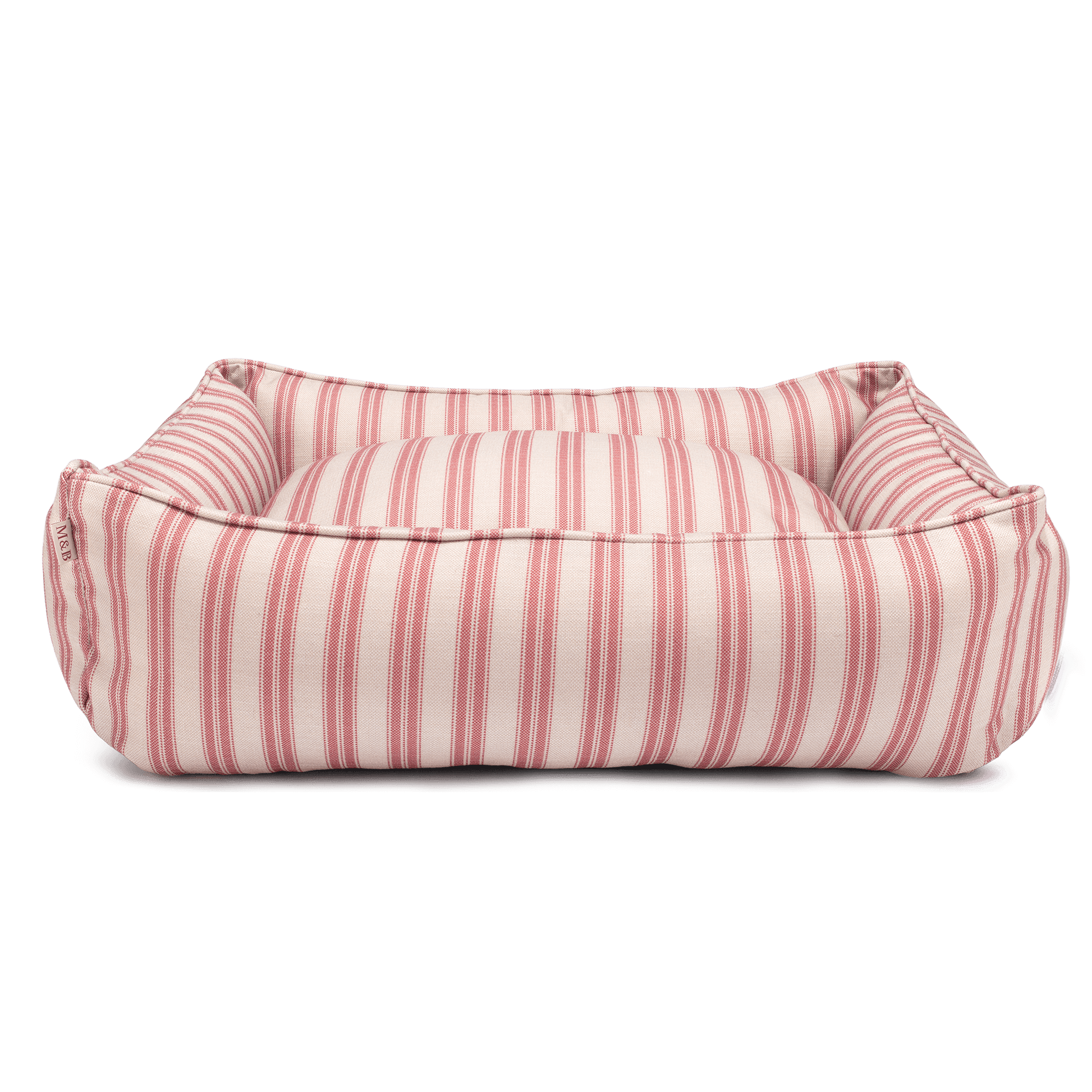 Red Ticking Stripe Dog Bed Front On 