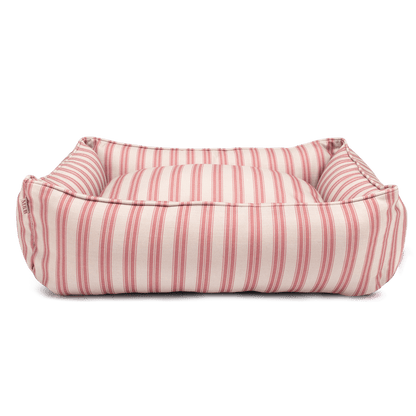 Red Ticking Stripe Dog Bed Front On 