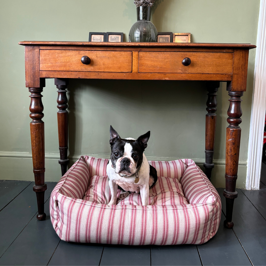 Red Ticking Stripe Dog Bed