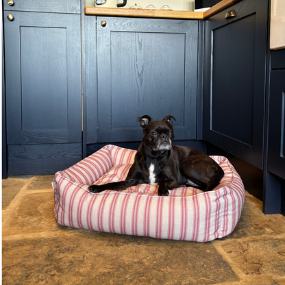 Red Ticking Stripe Dog Bed